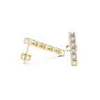 Emerald Cut Diamond Linear Bar Stud Earrings