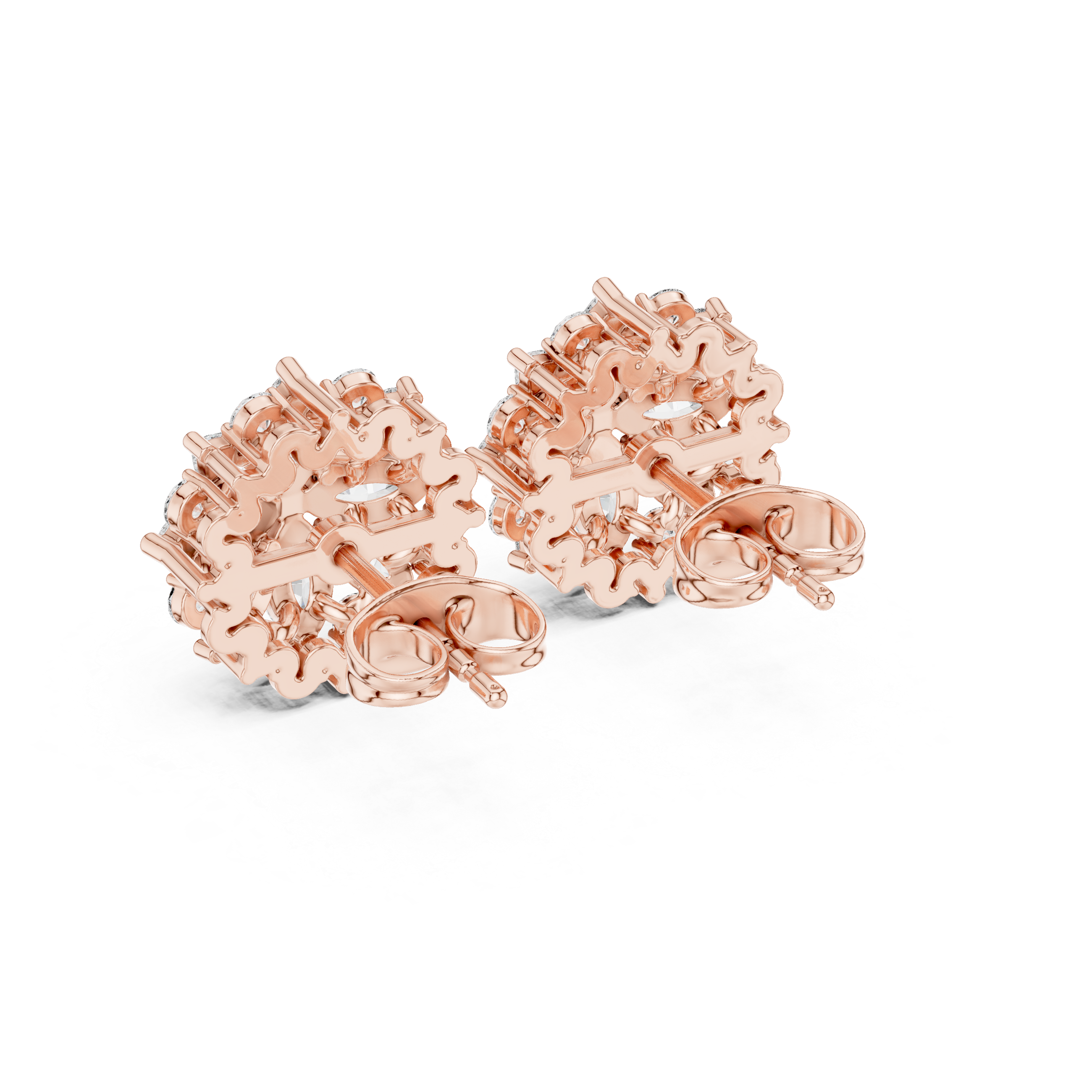 1.64 CT Marquise Diamond Floral Cluster Stud Earrings