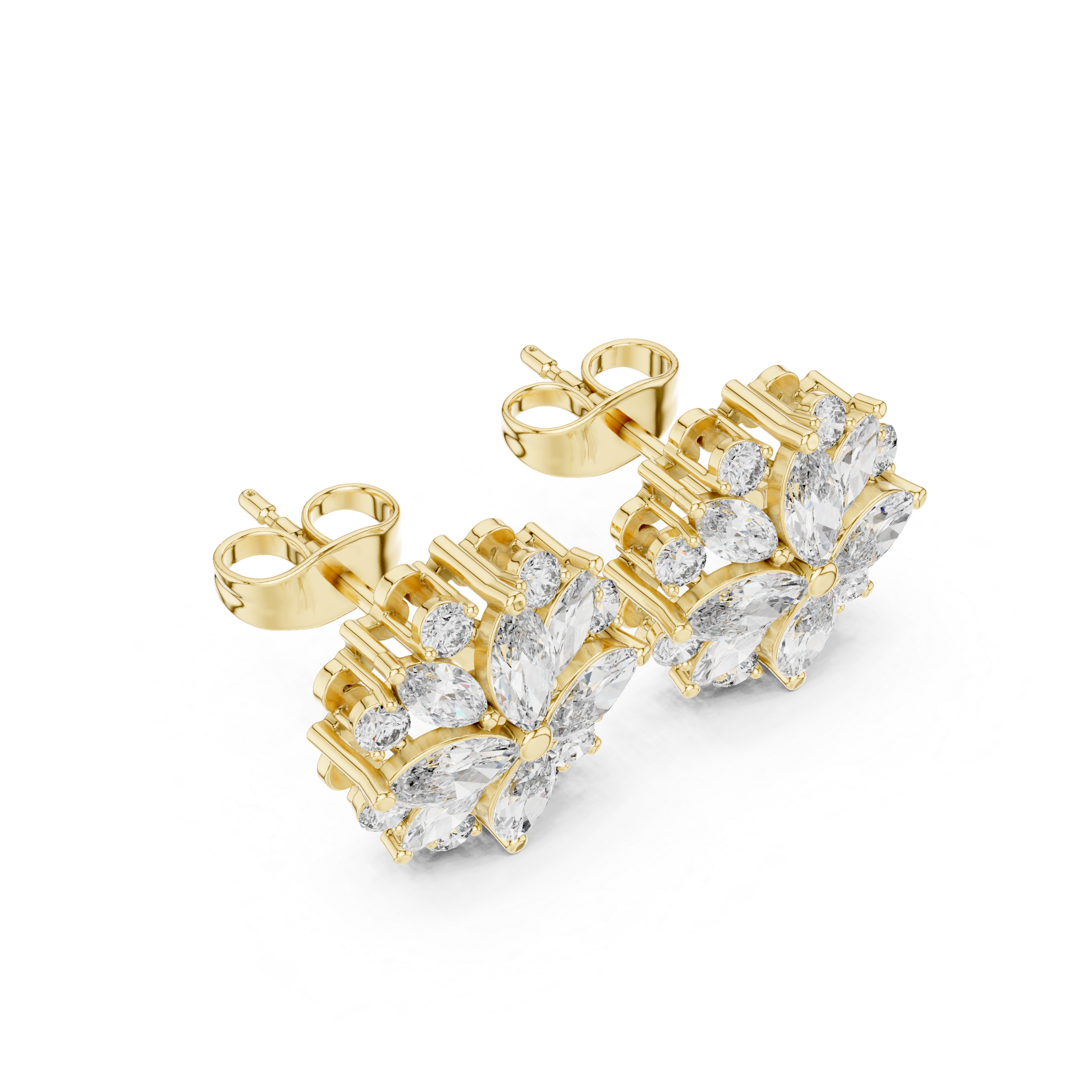1.64 CT Marquise Diamond Floral Cluster Stud Earrings