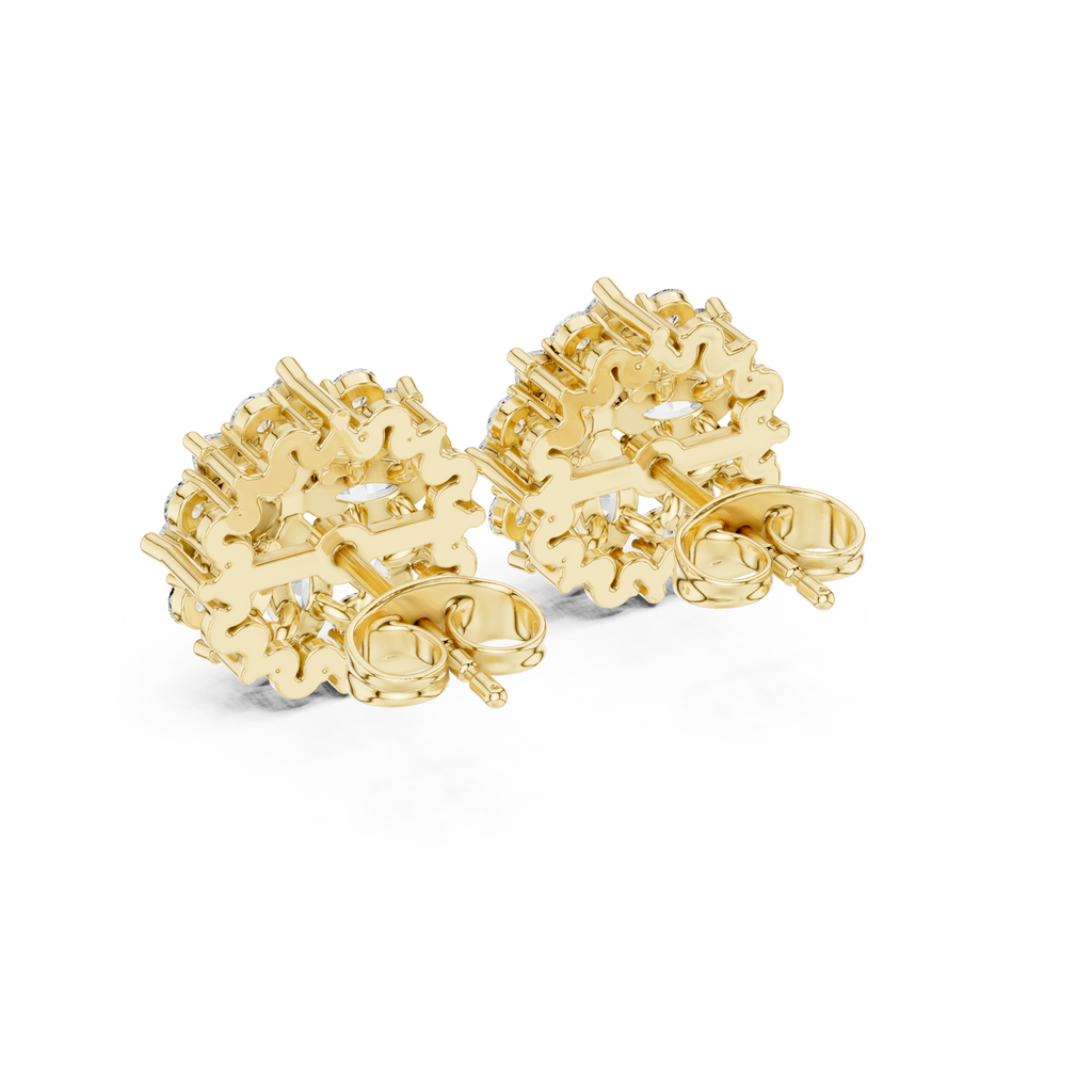 1.64 CT Marquise Diamond Floral Cluster Stud Earrings