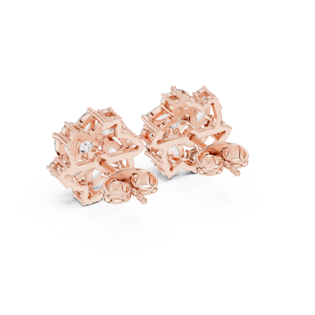 1.94 CT Marquise Diamond Floral Cluster Stud Earrings