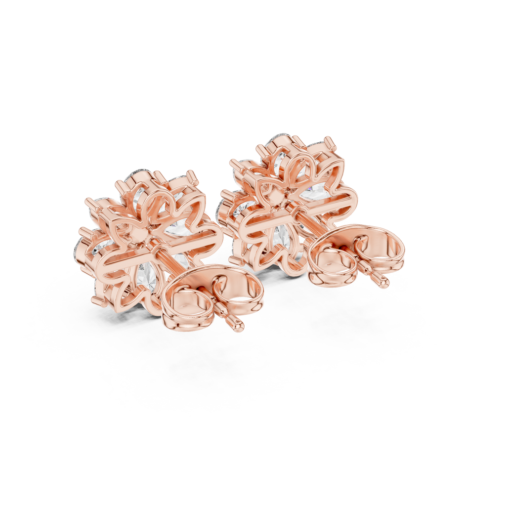 1.24 CT Marquise & Pear Diamond Floral Stud Earrings