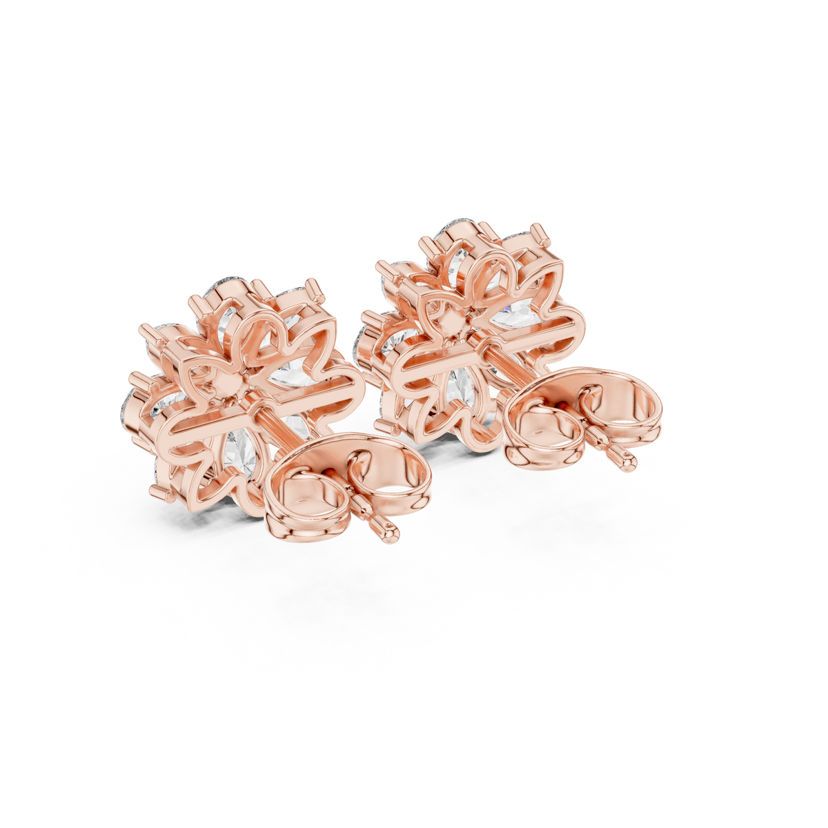 Marquise & Pear Diamond Floral Stud Earrings, lifestyle view — Jewelix Atelier