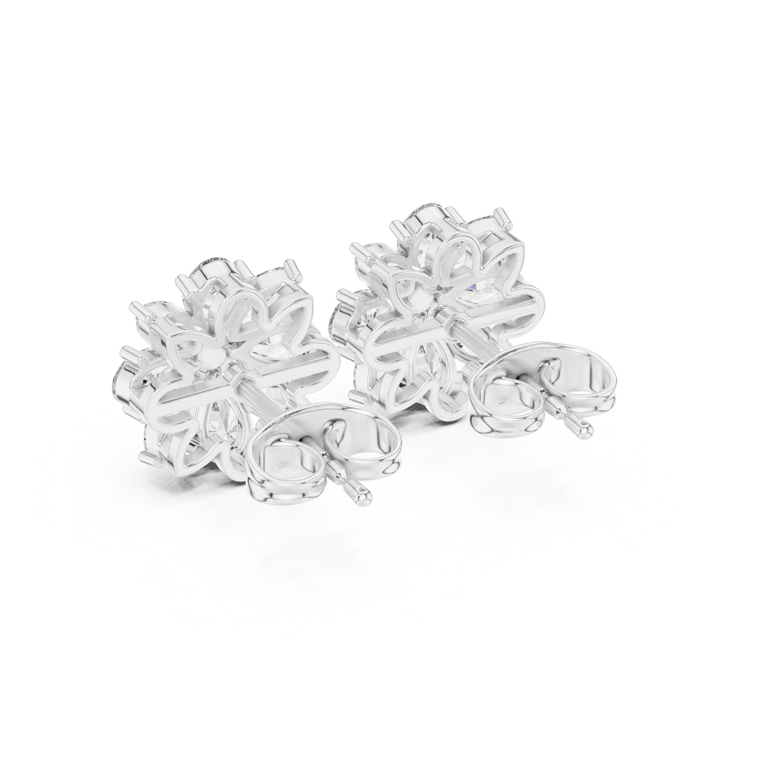 1.24 CT Marquise & Pear Diamond Floral Stud Earrings