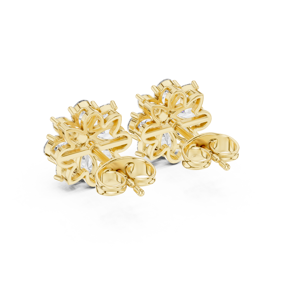 1.24 CT Marquise & Pear Diamond Floral Stud Earrings