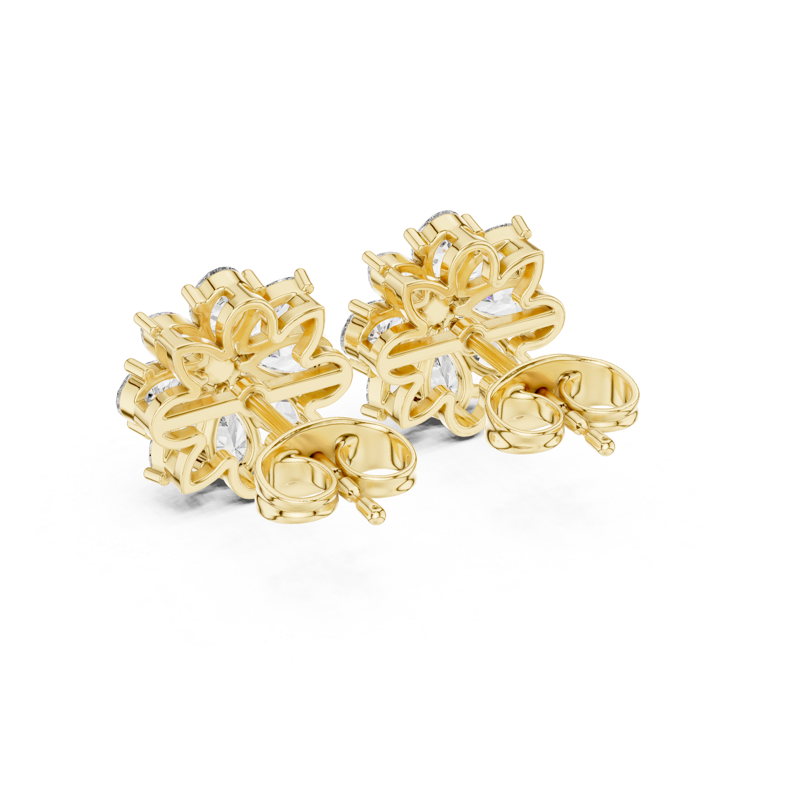 1.24 CT Marquise & Pear Diamond Floral Stud Earrings