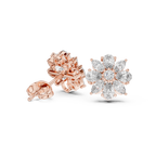 1.24 CT Marquise & Pear Diamond Floral Stud Earrings