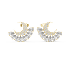2.64 CT Pear Diamond Crescent Moon Stud Earrings