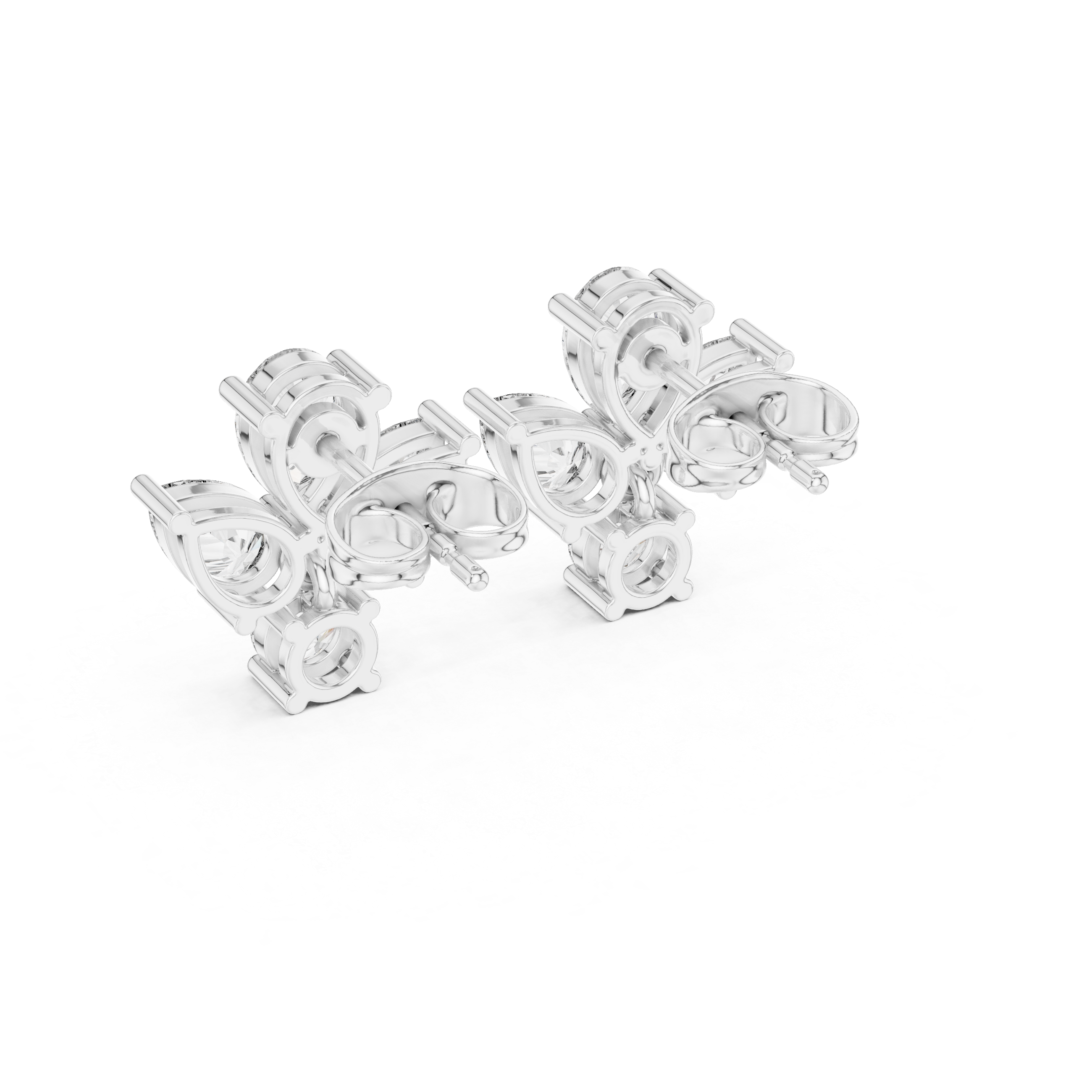 1.92 CT Pear & Round Diamond Floral Stud Earrings