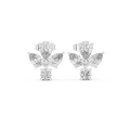 1.92 CT Pear & Round Diamond Floral Stud Earrings