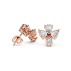 1.92 CT Pear & Round Diamond Floral Stud Earrings