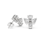 1.92 CT Pear & Round Diamond Floral Stud Earrings