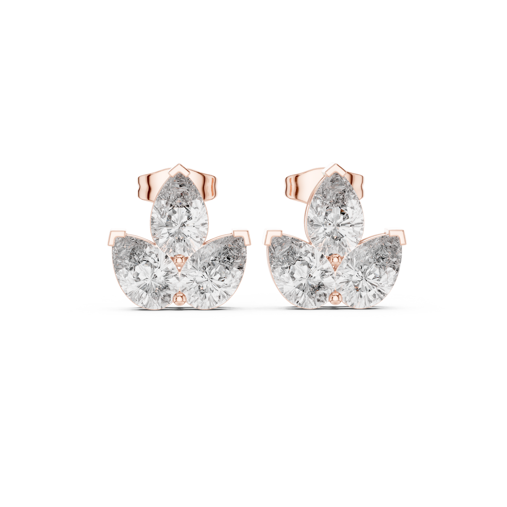 2.94 CT Pear Diamond Trio Stud Earrings