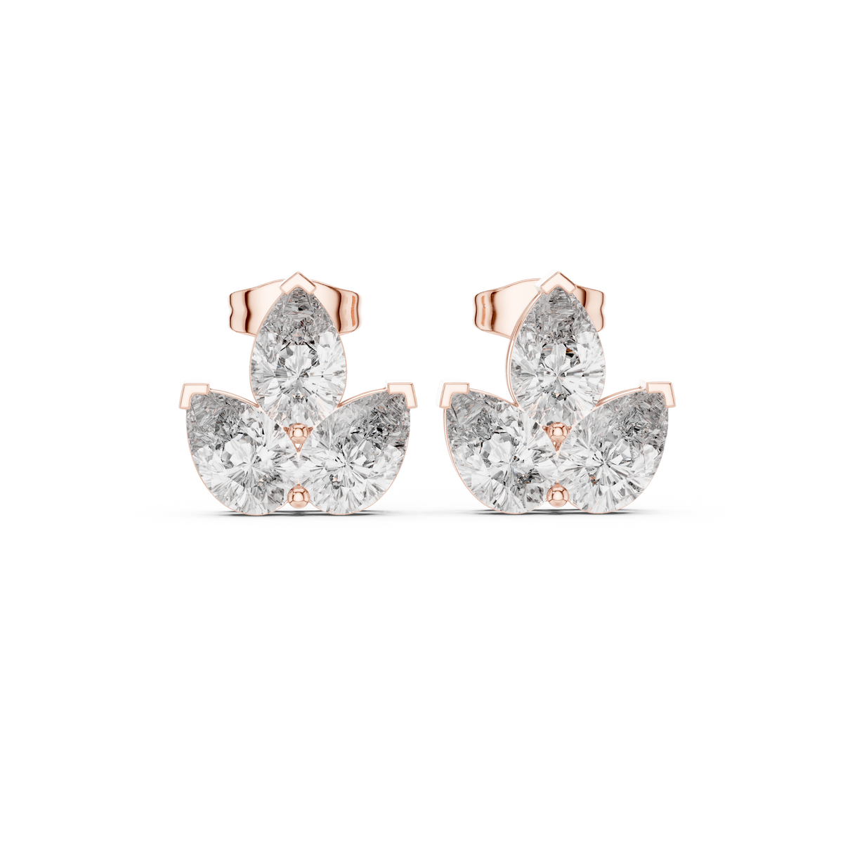 Pear Diamond Trio Stud Earrings, gallery image — Jewelix Atelier