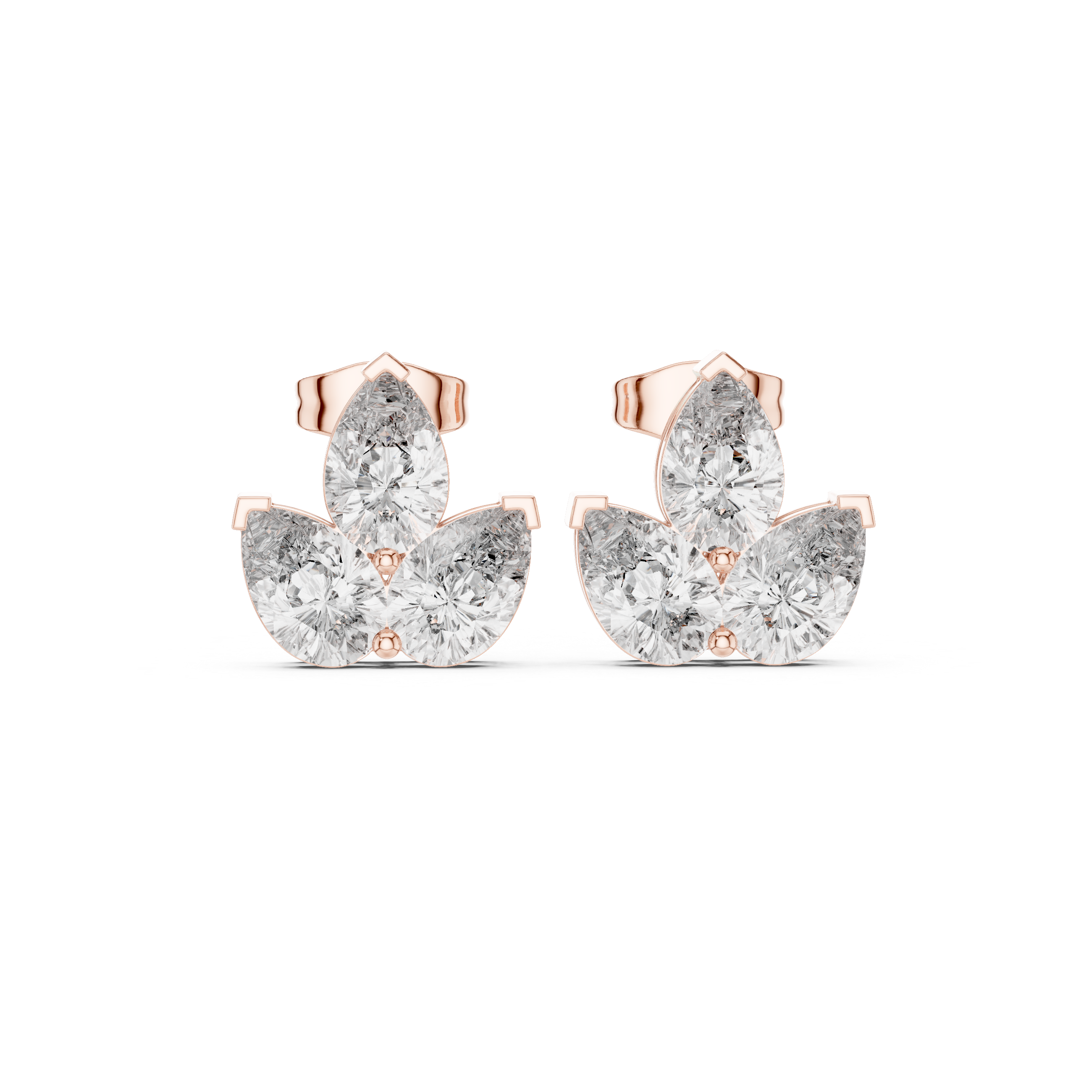 2.94 CT Pear Diamond Trio Stud Earrings