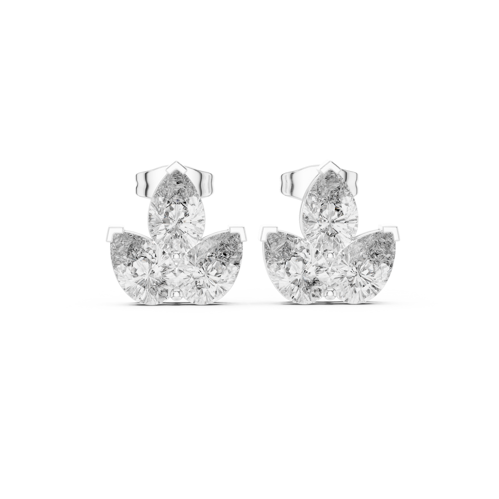 2.94 CT Pear Diamond Trio Stud Earrings