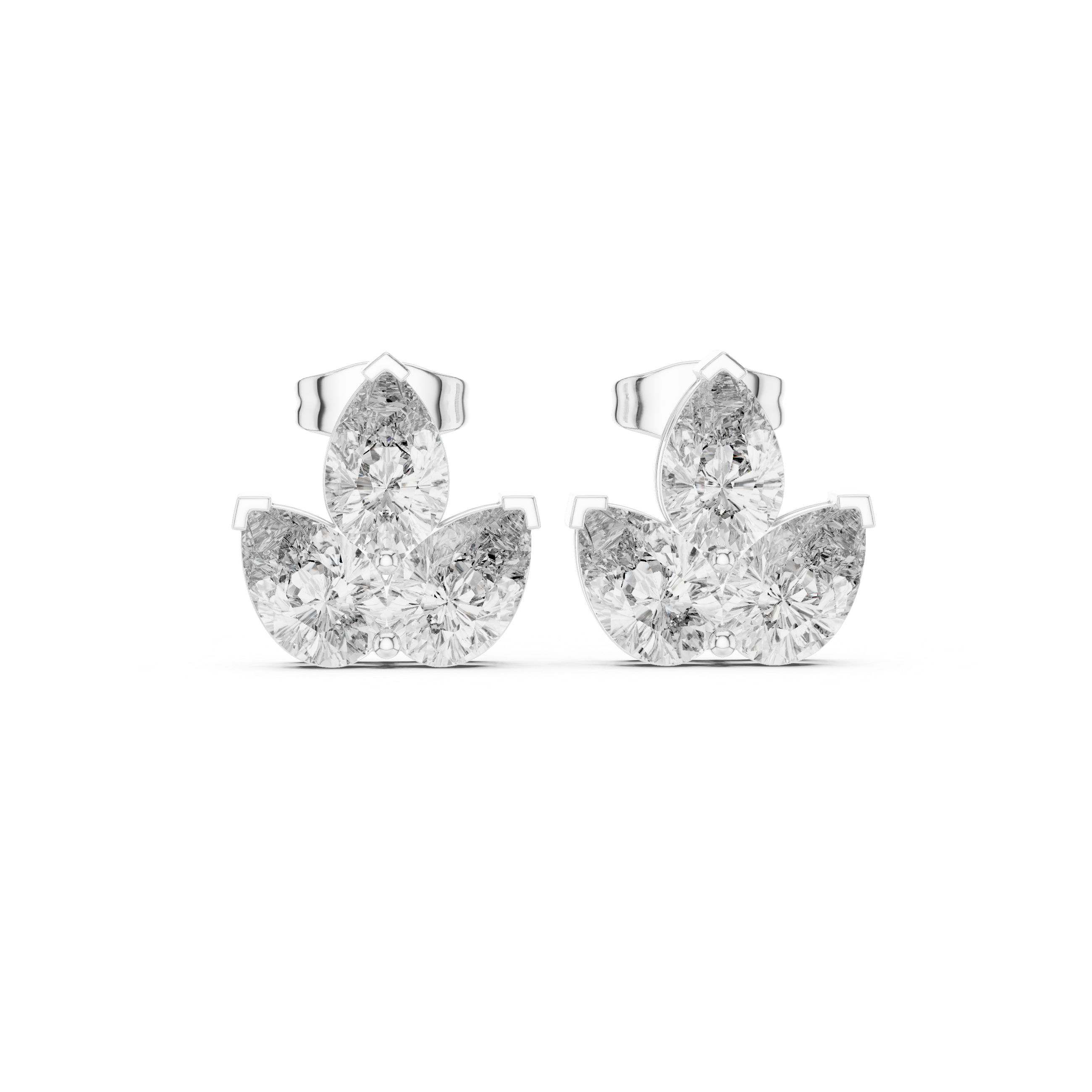 2.94 CT Pear Diamond Trio Stud Earrings