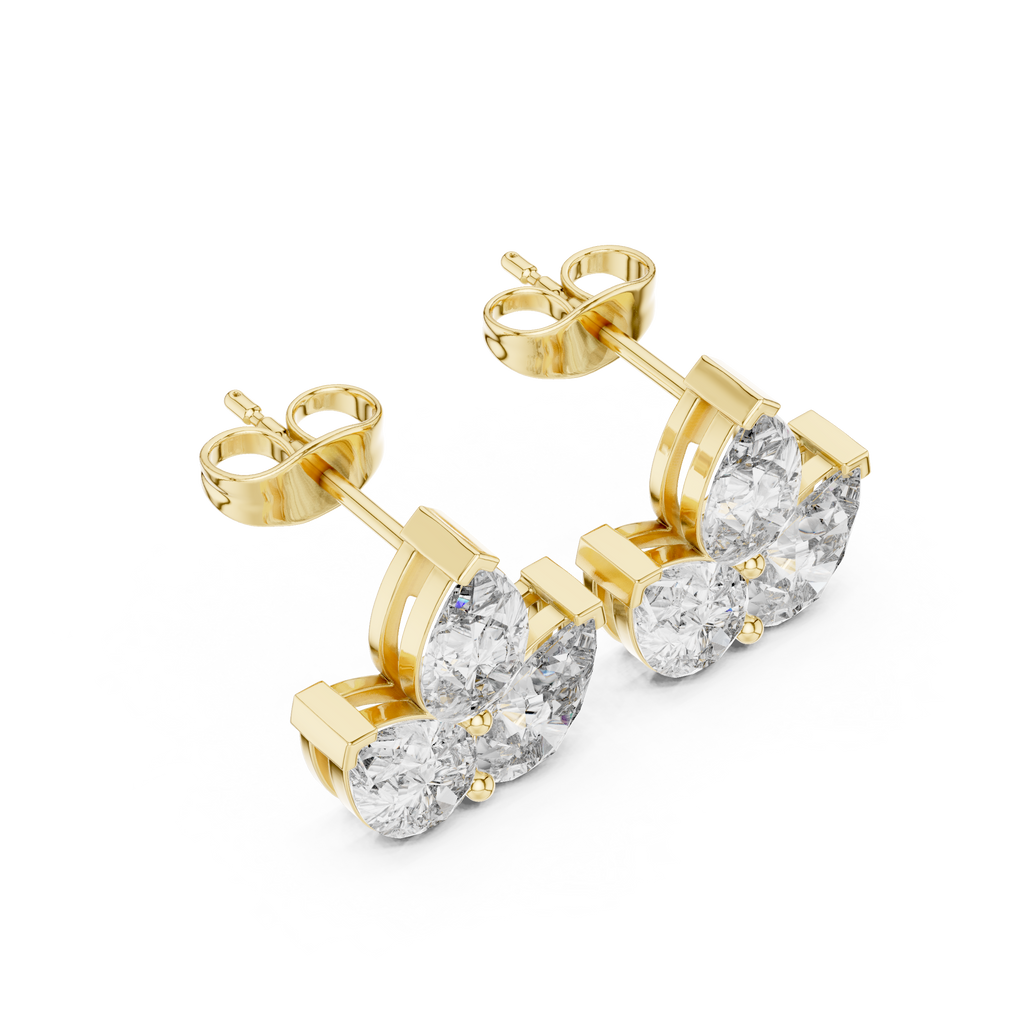 2.94 CT Pear Diamond Trio Stud Earrings