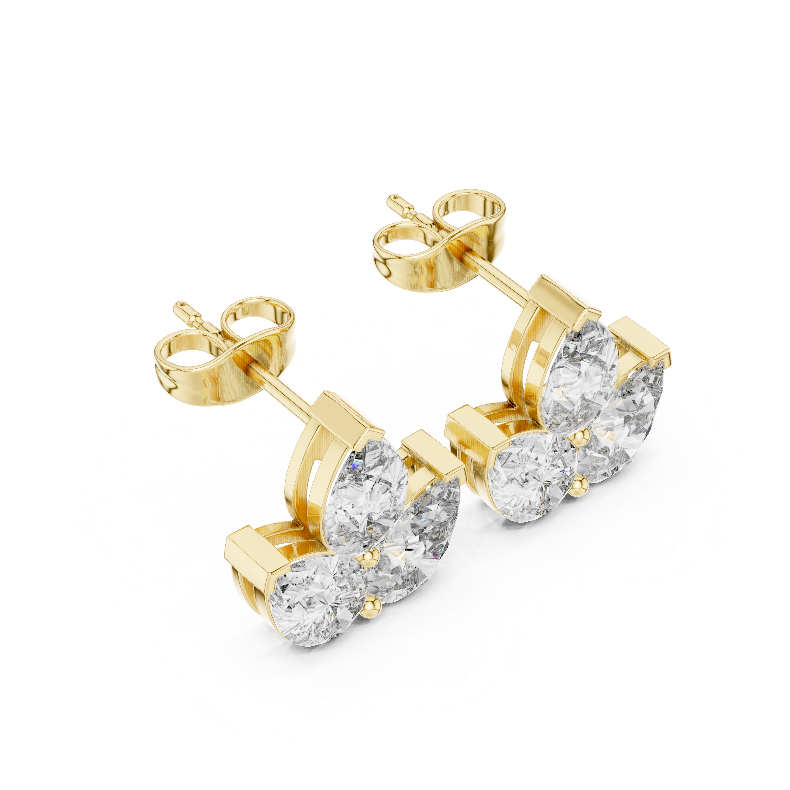 2.94 CT Pear Diamond Trio Stud Earrings