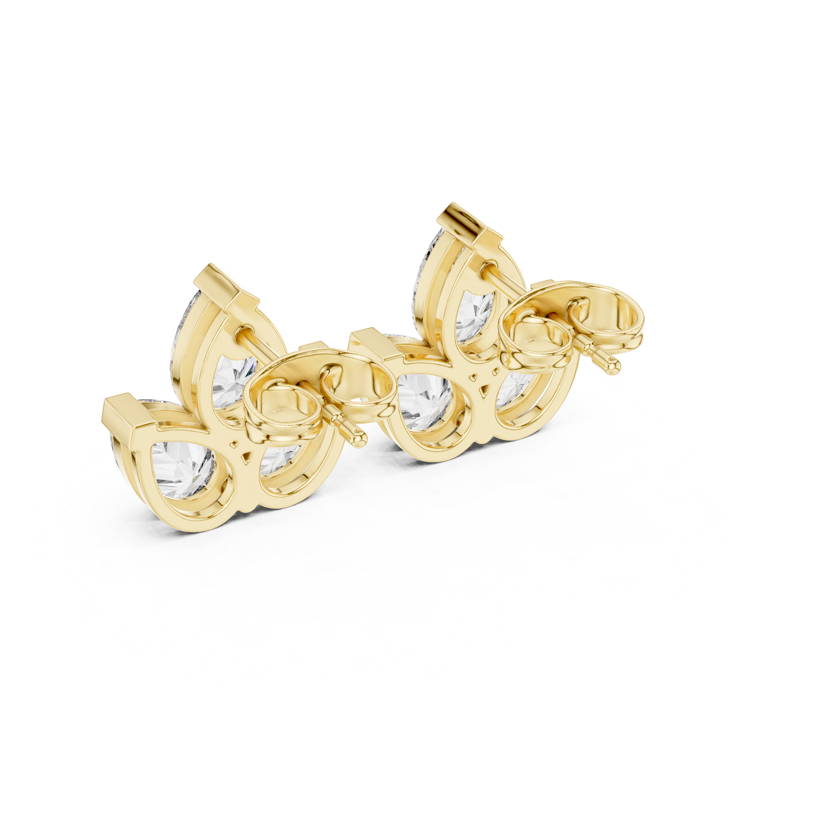 2.94 CT Pear Diamond Trio Stud Earrings
