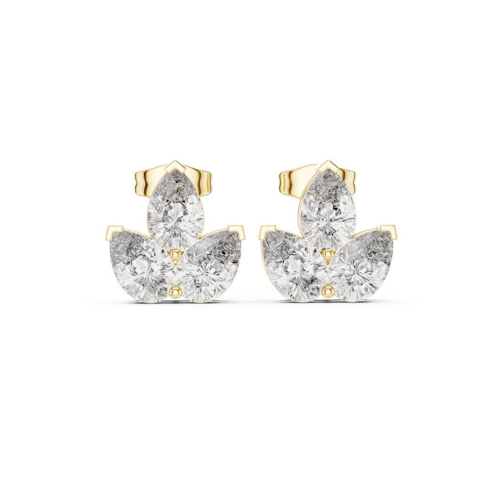 2.94 CT Pear Diamond Trio Stud Earrings