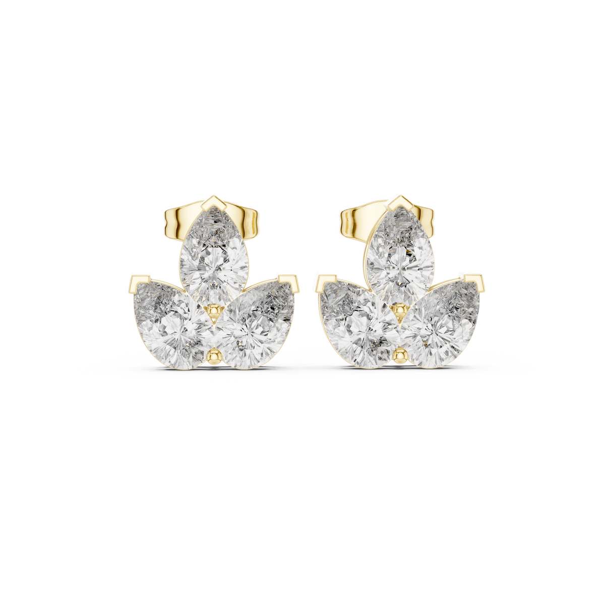 Pear Diamond Trio Stud Earrings, additional photo — Jewelix Atelier