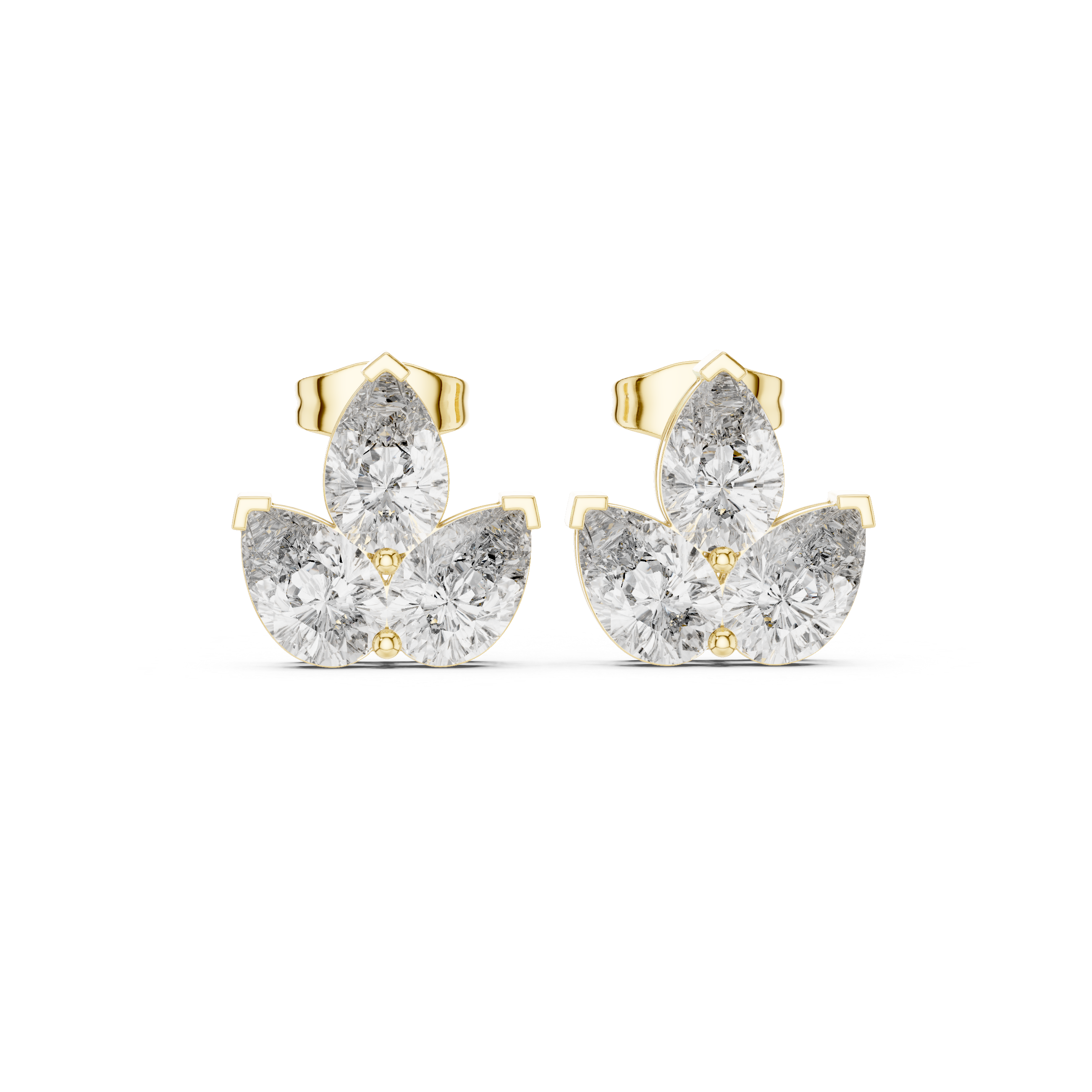 2.94 CT Pear Diamond Trio Stud Earrings