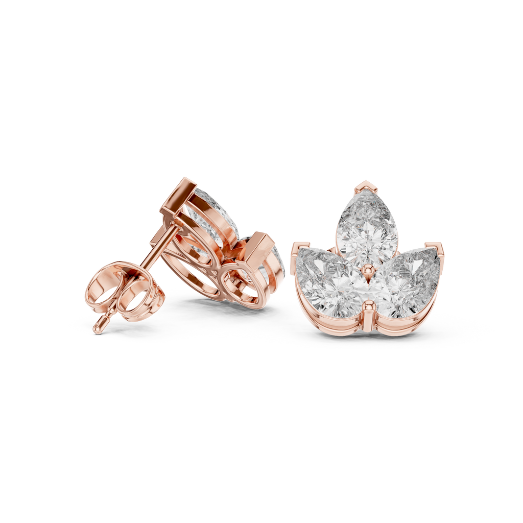 2.94 CT Pear Diamond Trio Stud Earrings