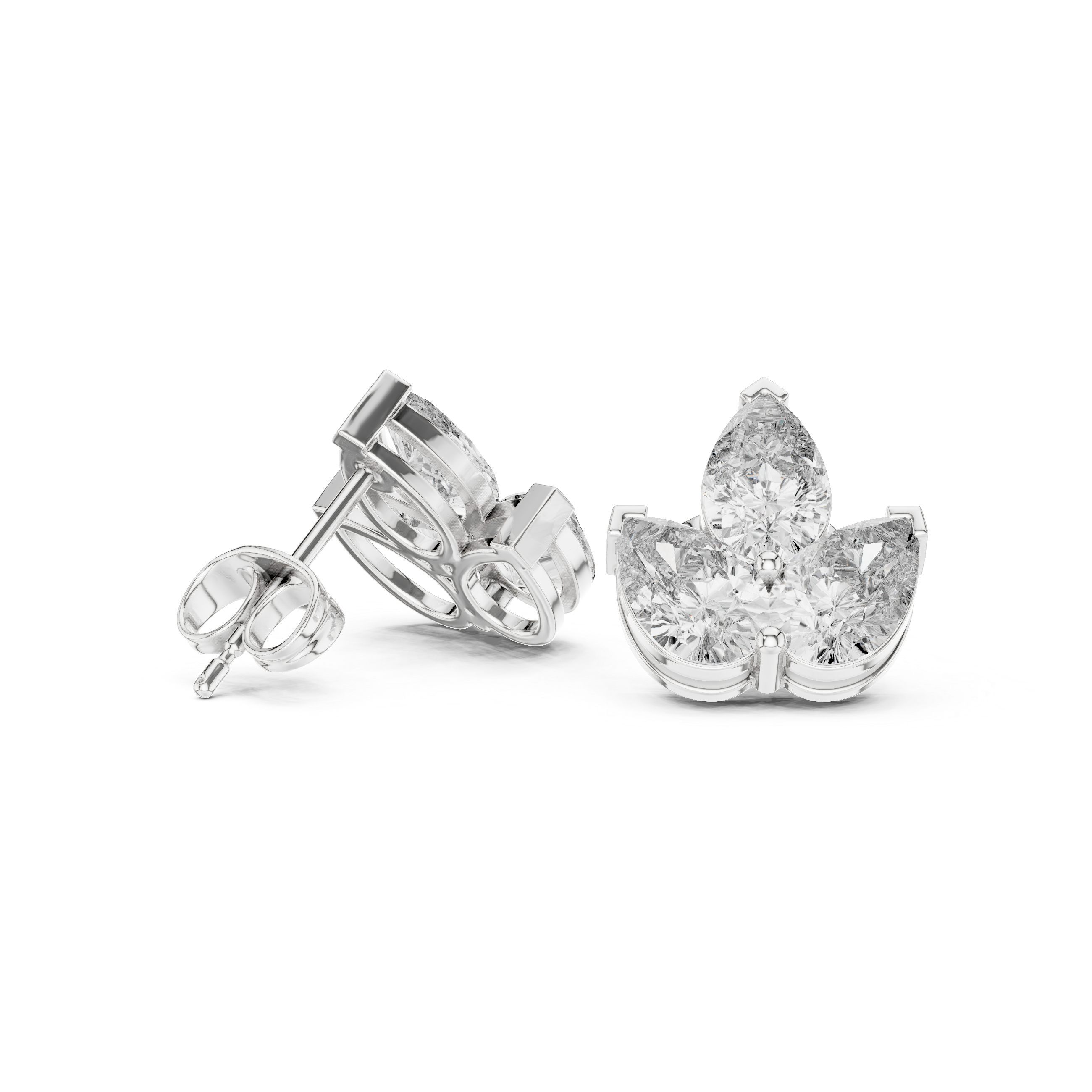 2.94 CT Pear Diamond Trio Stud Earrings