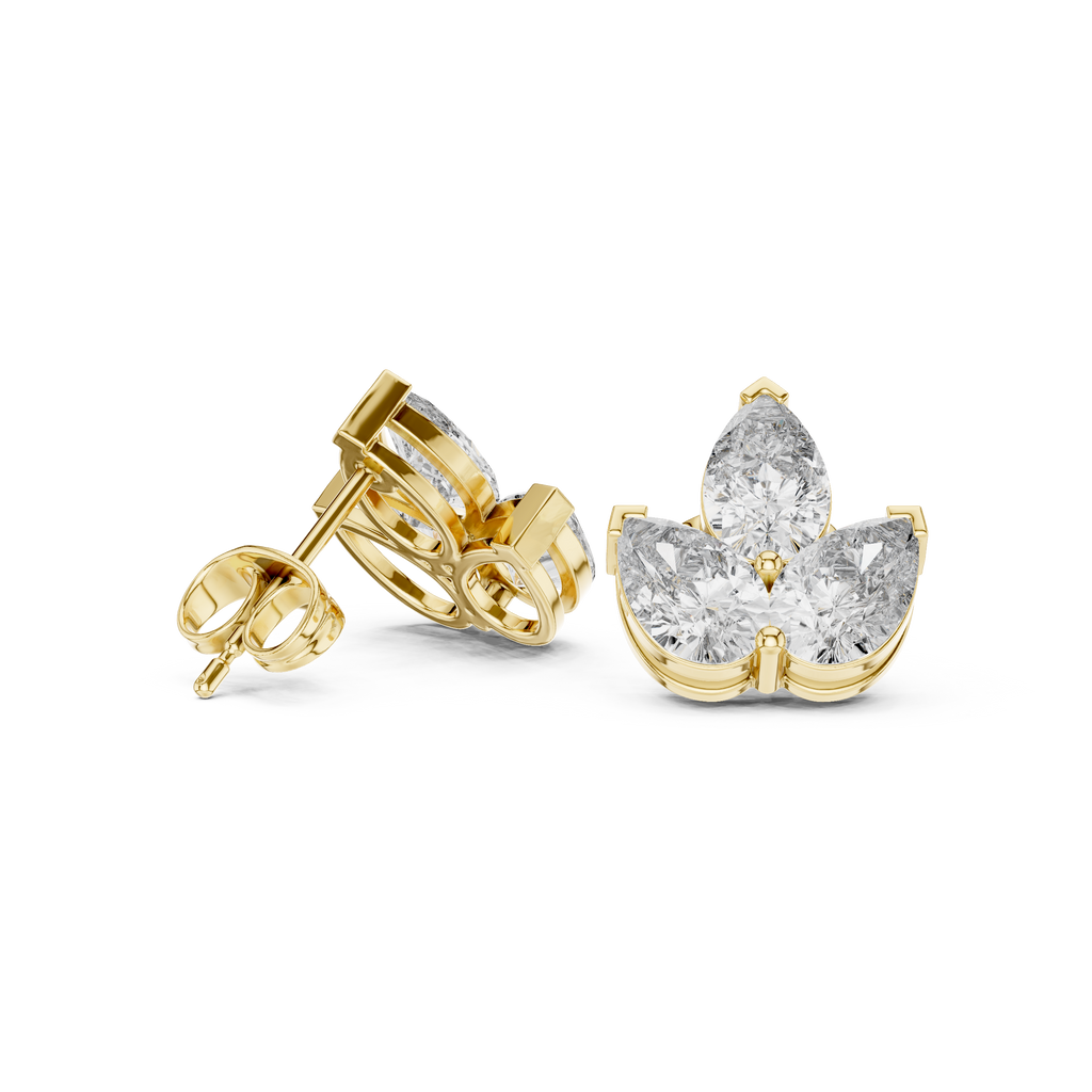 2.94 CT Pear Diamond Trio Stud Earrings