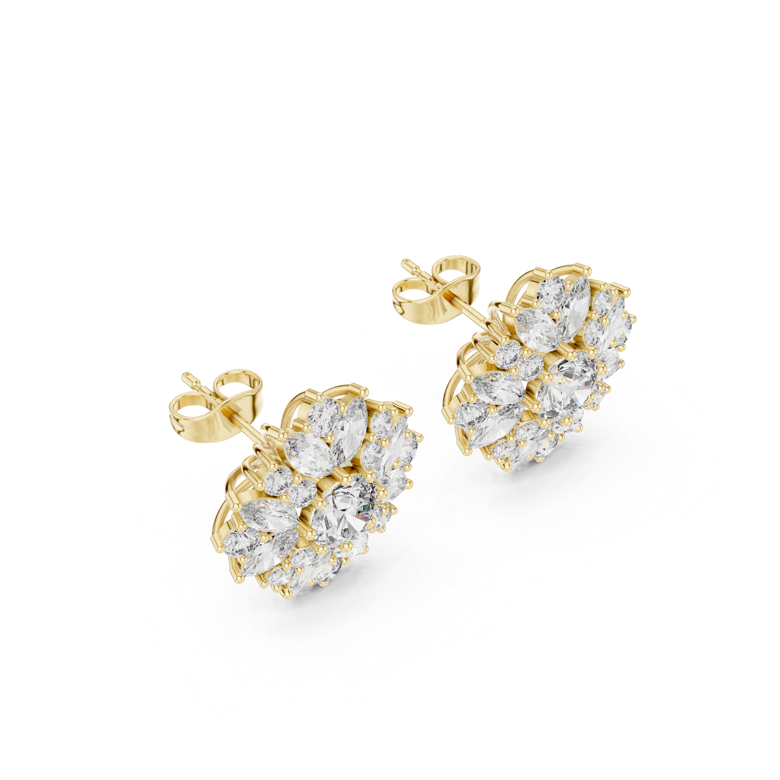 4.12 CT Marquise Diamond Floral Cluster Stud Earrings