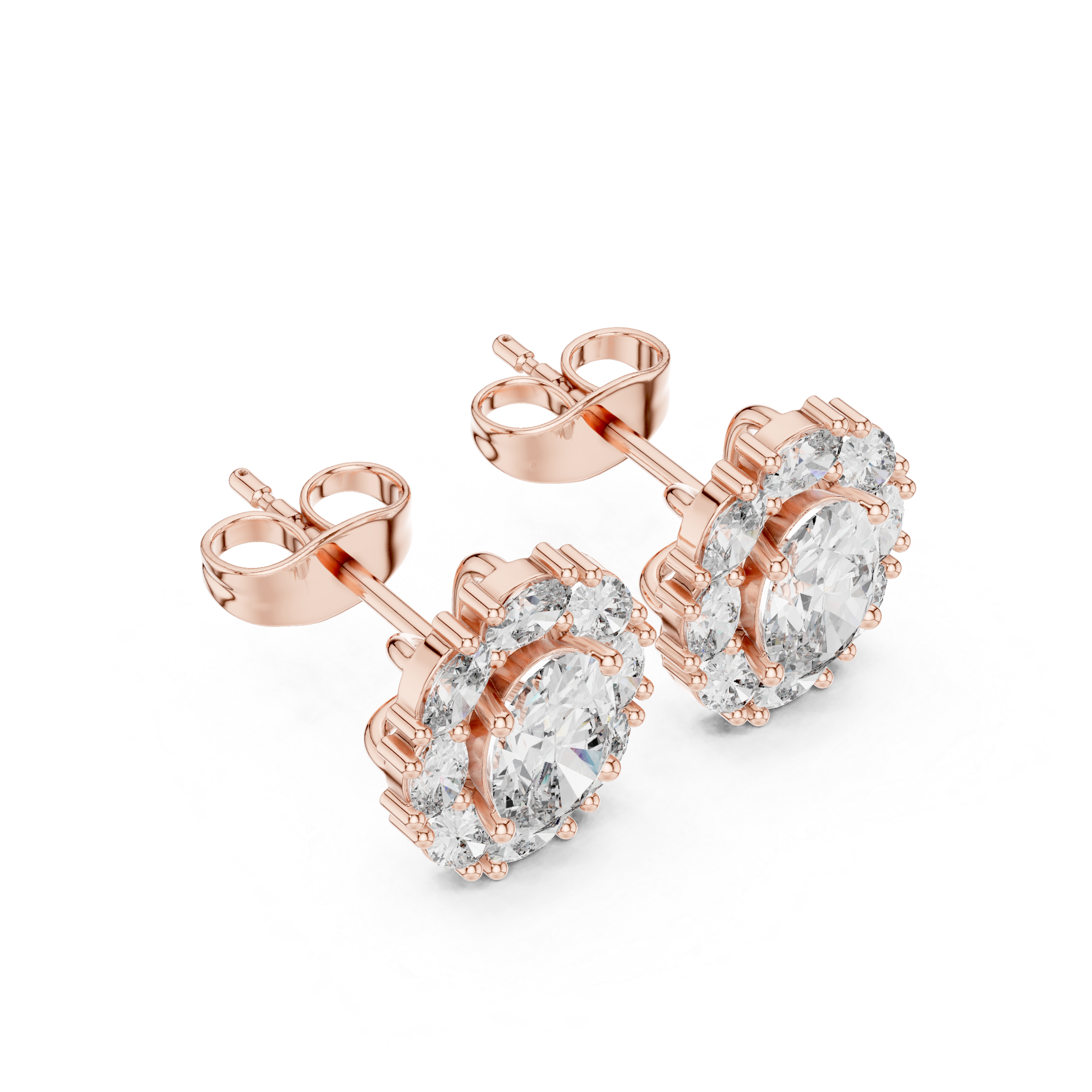 1.69 CT Oval Diamond Halo Stud Earrings