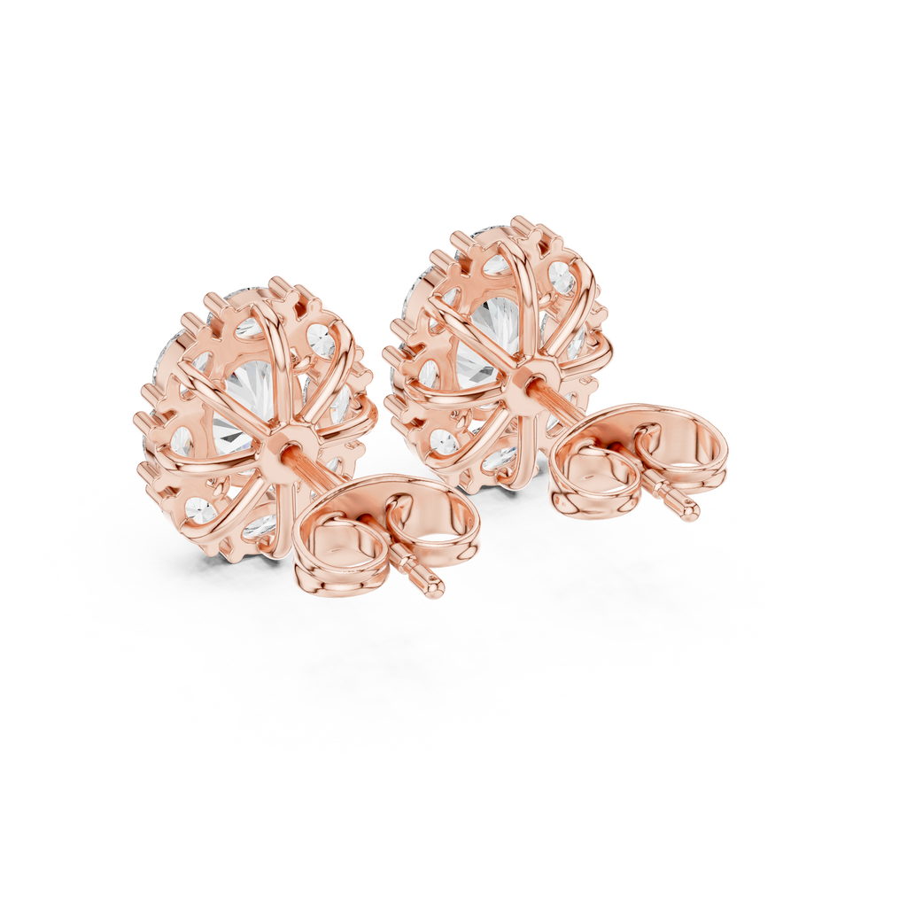 1.69 CT Oval Diamond Halo Stud Earrings
