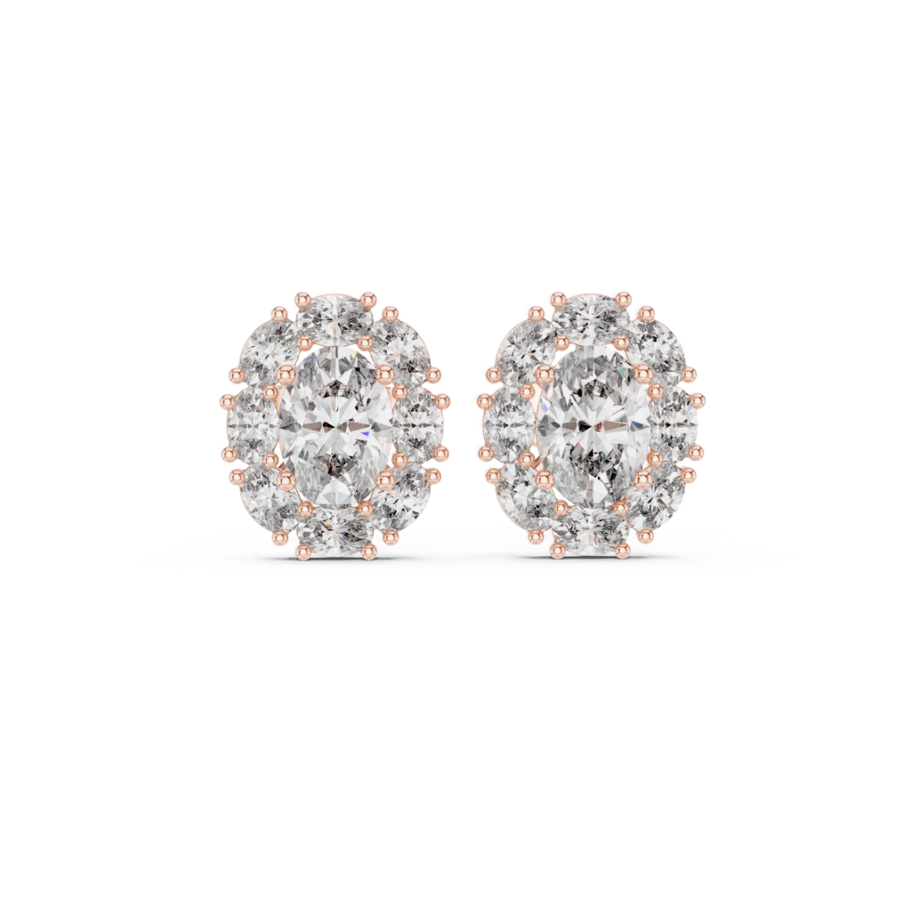 1.69 CT Oval Diamond Halo Stud Earrings
