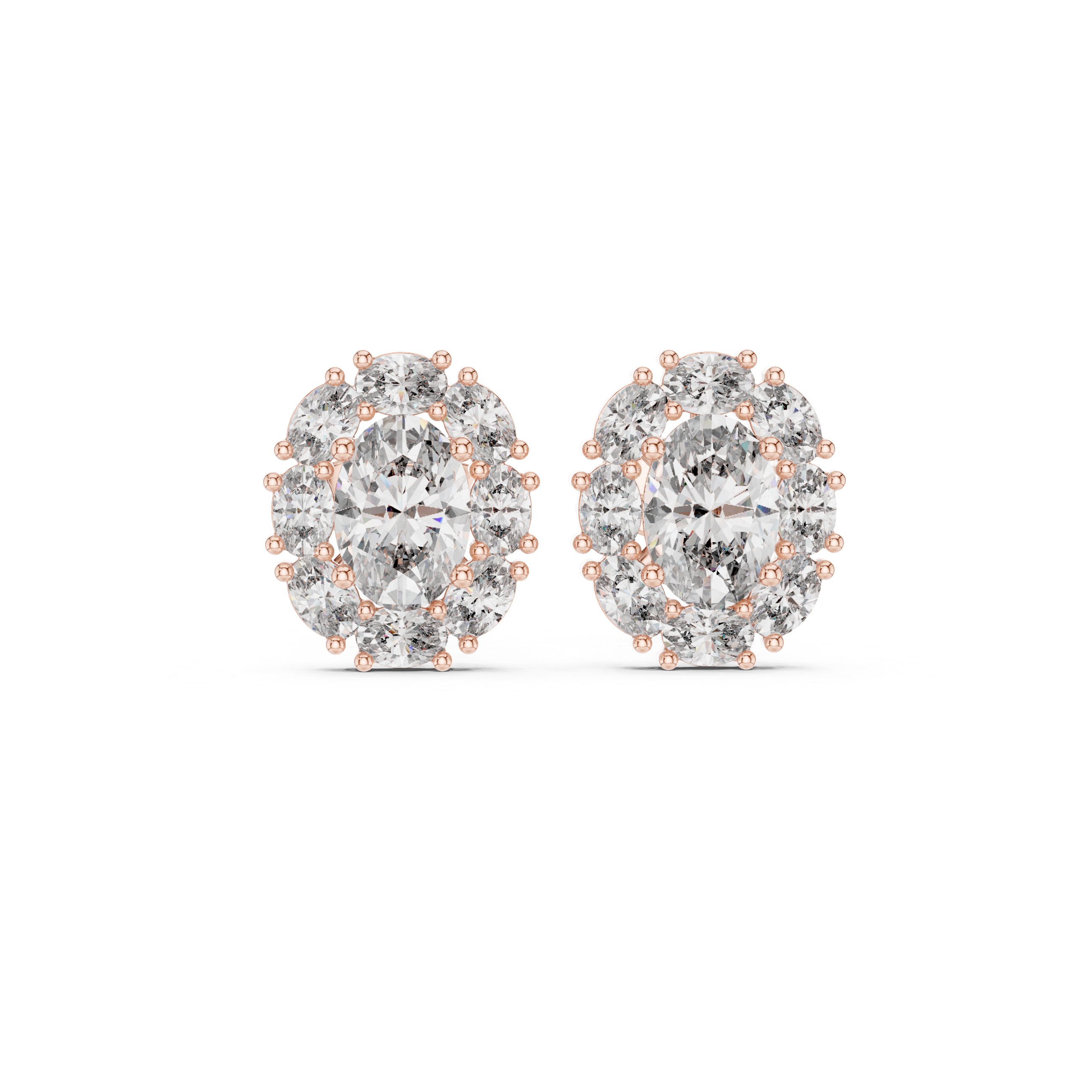 1.69 CT Oval Diamond Halo Stud Earrings