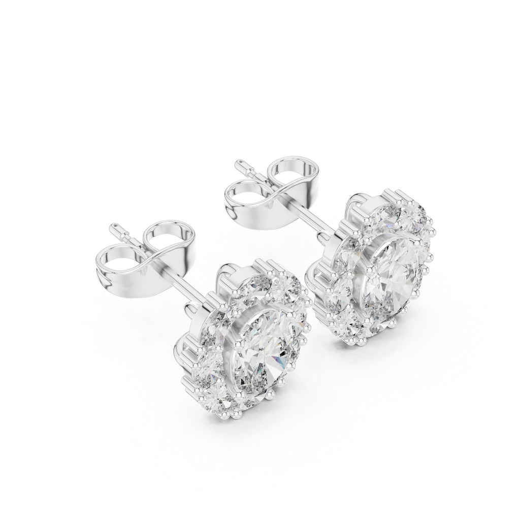 1.69 CT Oval Diamond Halo Stud Earrings