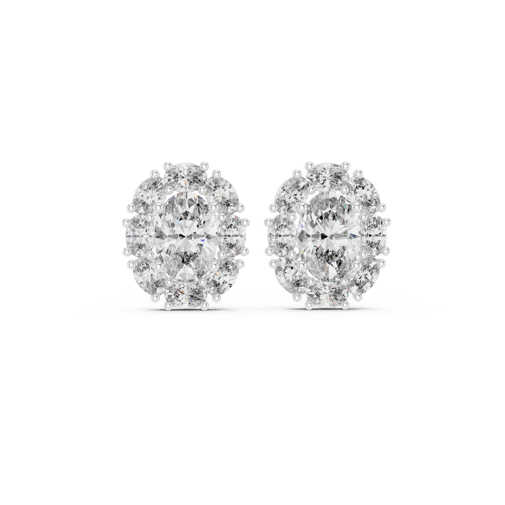 1.69 CT Oval Diamond Halo Stud Earrings