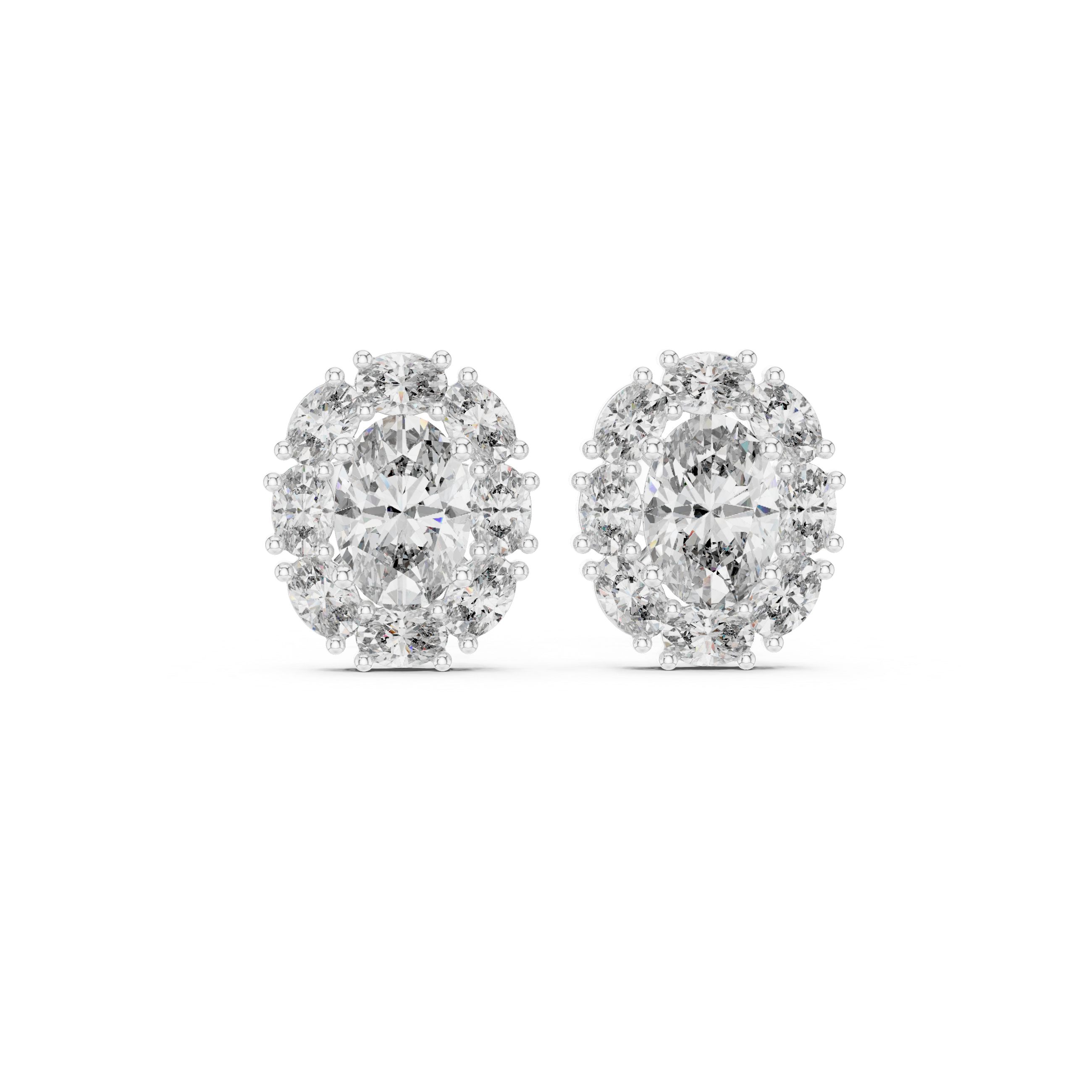 1.69 CT Oval Diamond Halo Stud Earrings