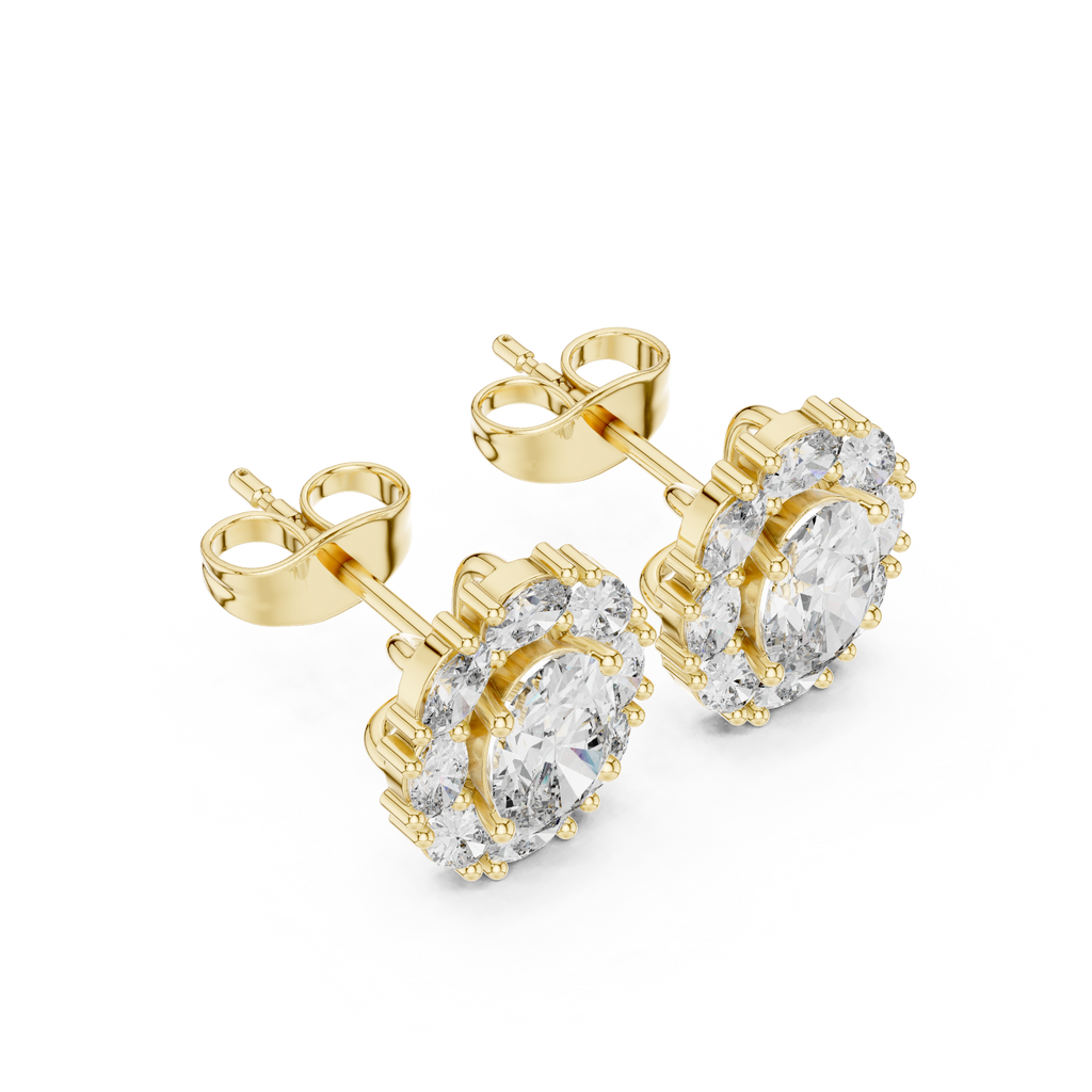 1.69 CT Oval Diamond Halo Stud Earrings