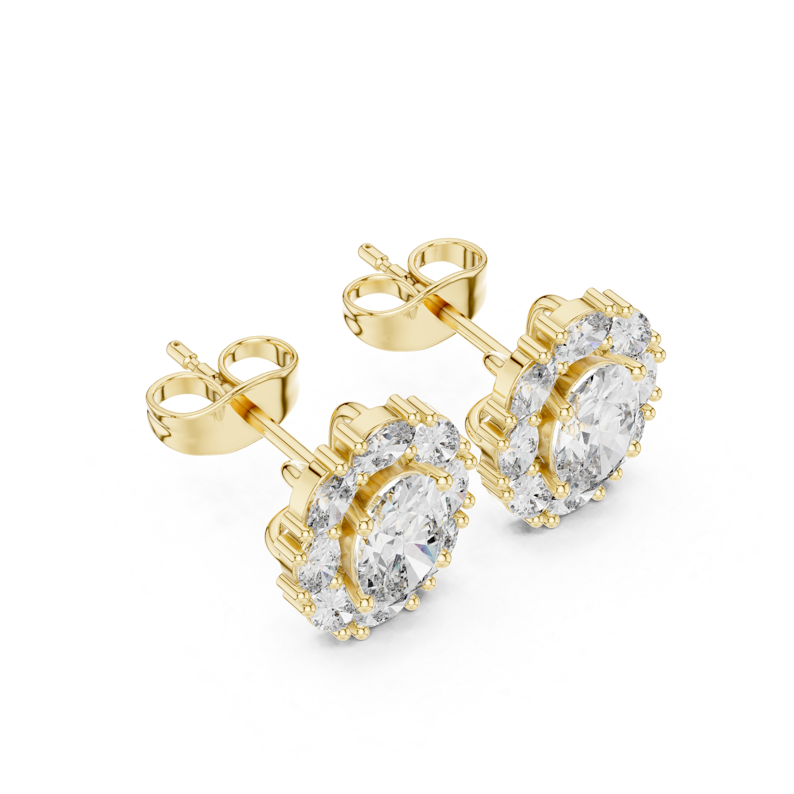 1.69 CT Oval Diamond Halo Stud Earrings
