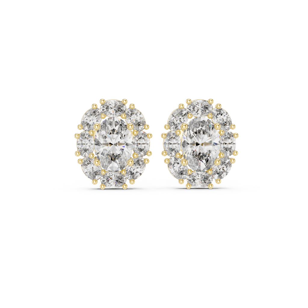 1.69 CT Oval Diamond Halo Stud Earrings