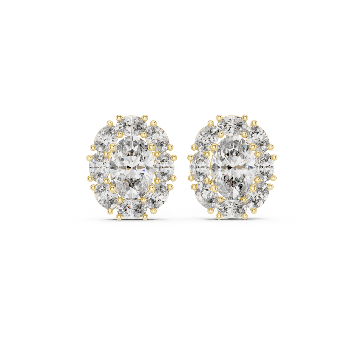 Oval Diamond Halo Stud Earrings, additional photo — Jewelix Atelier