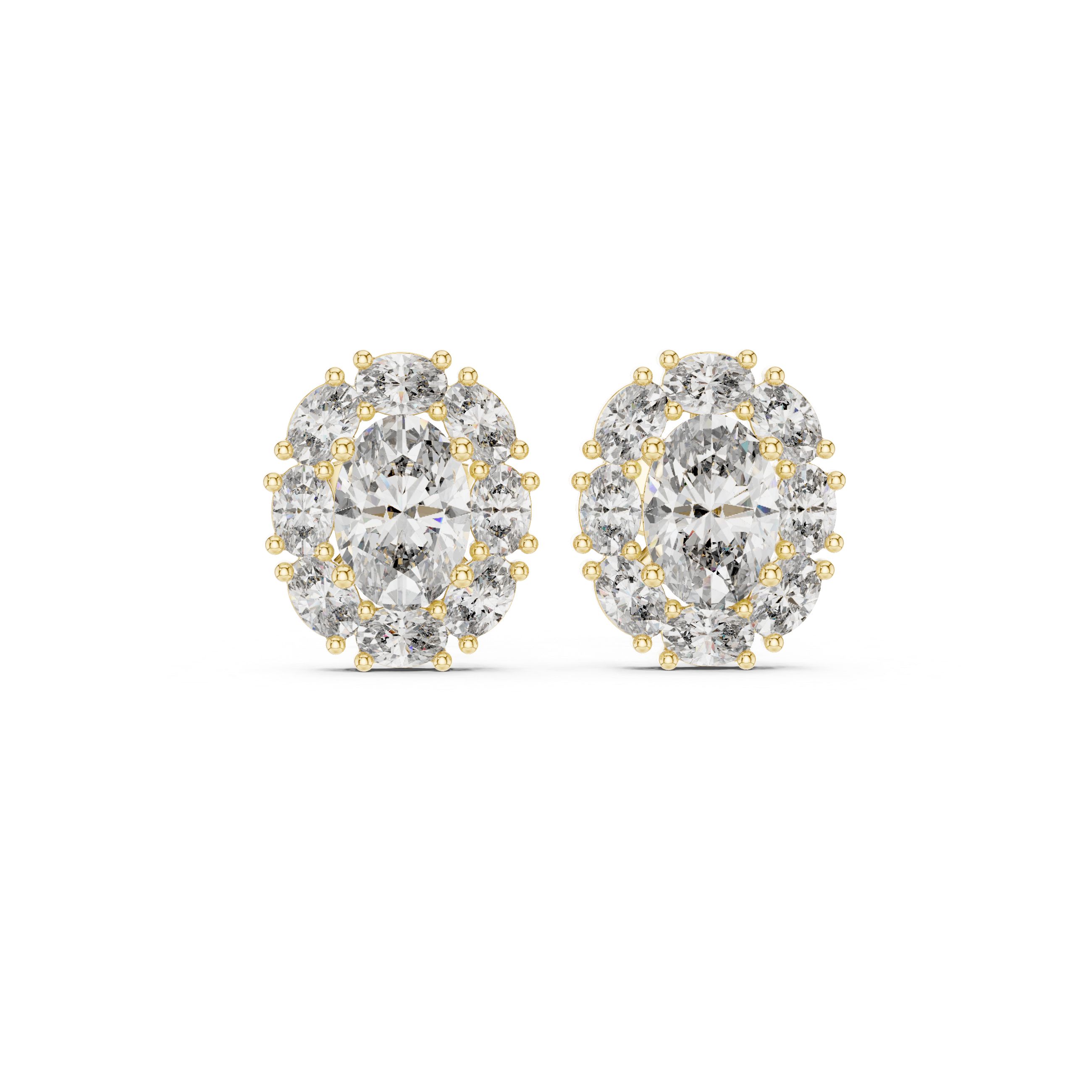 1.69 CT Oval Diamond Halo Stud Earrings