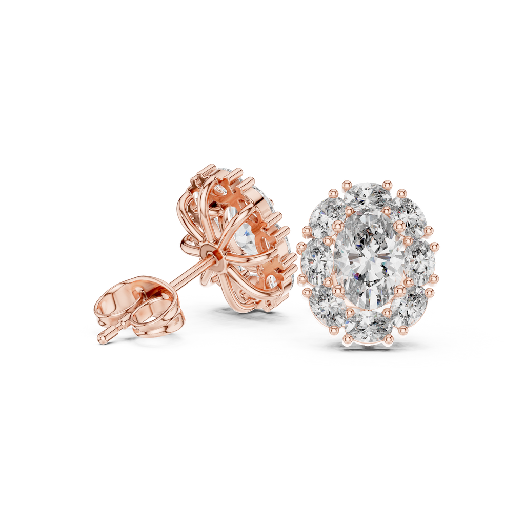 1.69 CT Oval Diamond Halo Stud Earrings