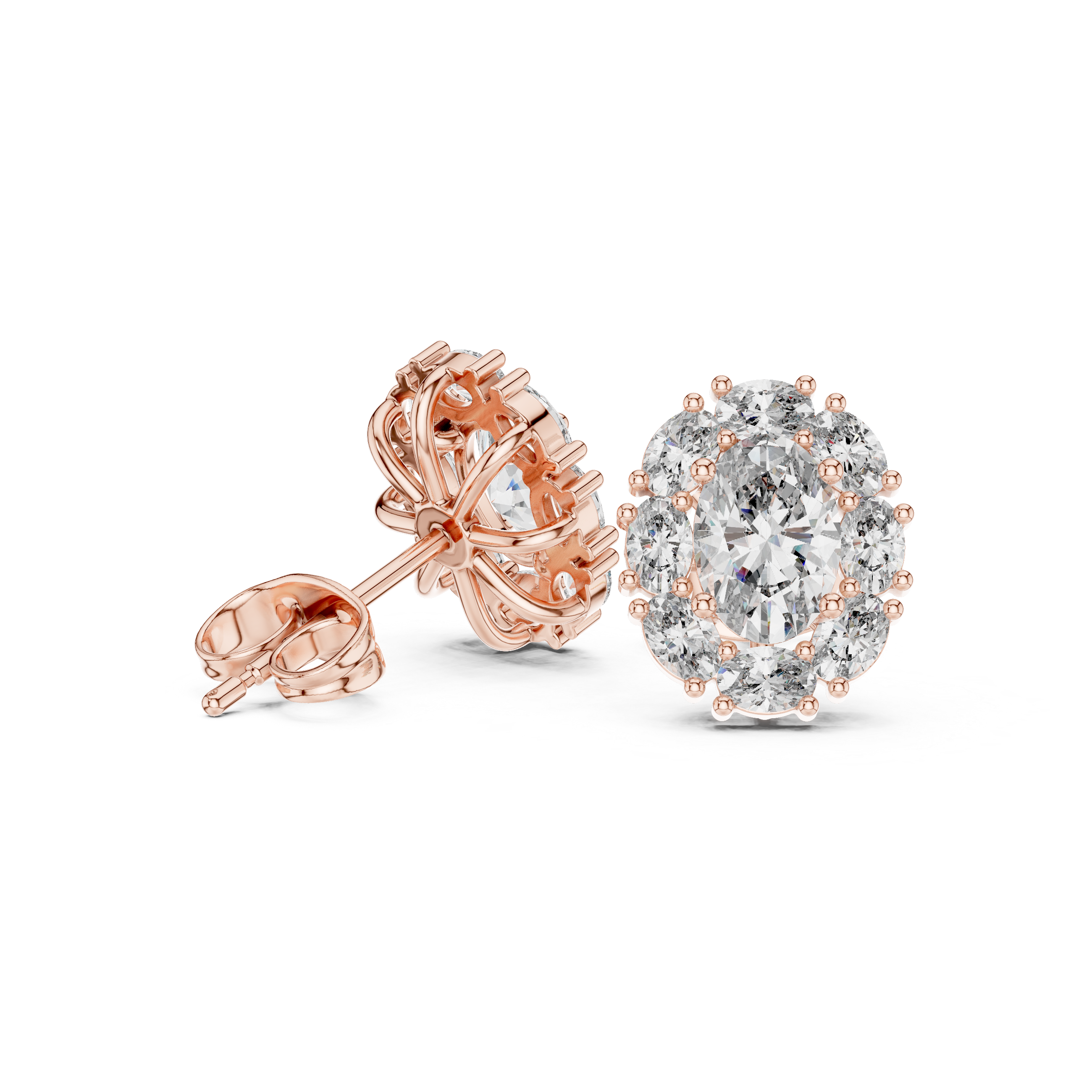 1.69 CT Oval Diamond Halo Stud Earrings