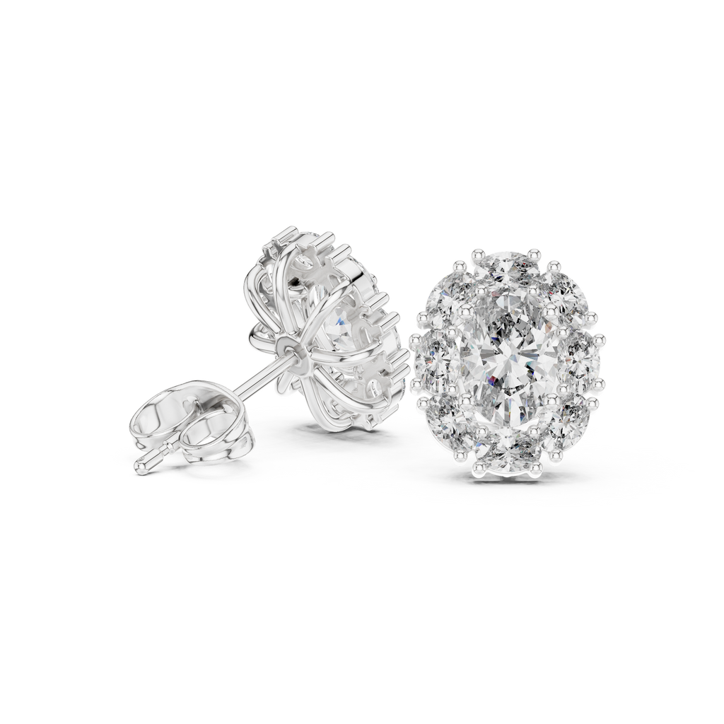 1.69 CT Oval Diamond Halo Stud Earrings
