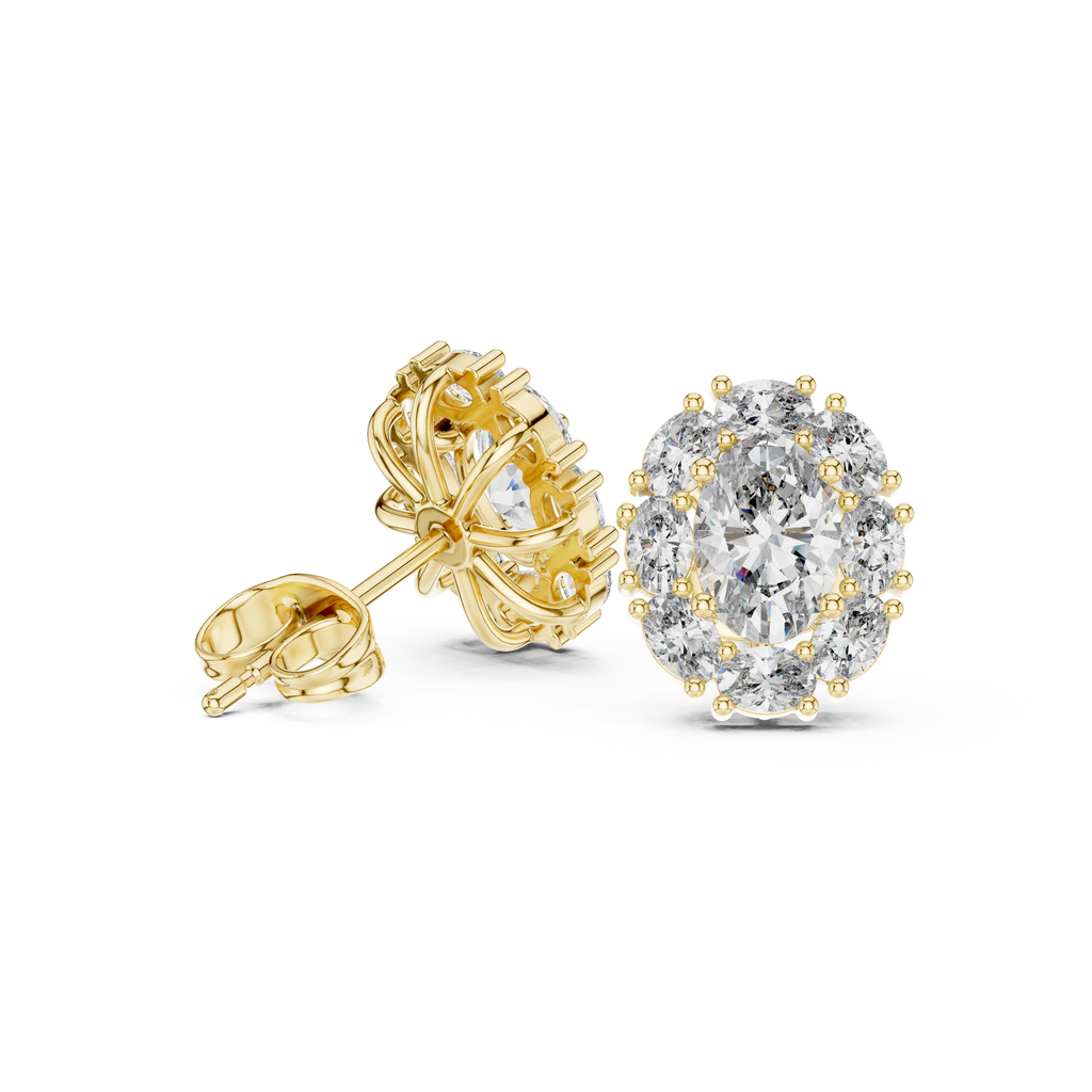 1.69 CT Oval Diamond Halo Stud Earrings