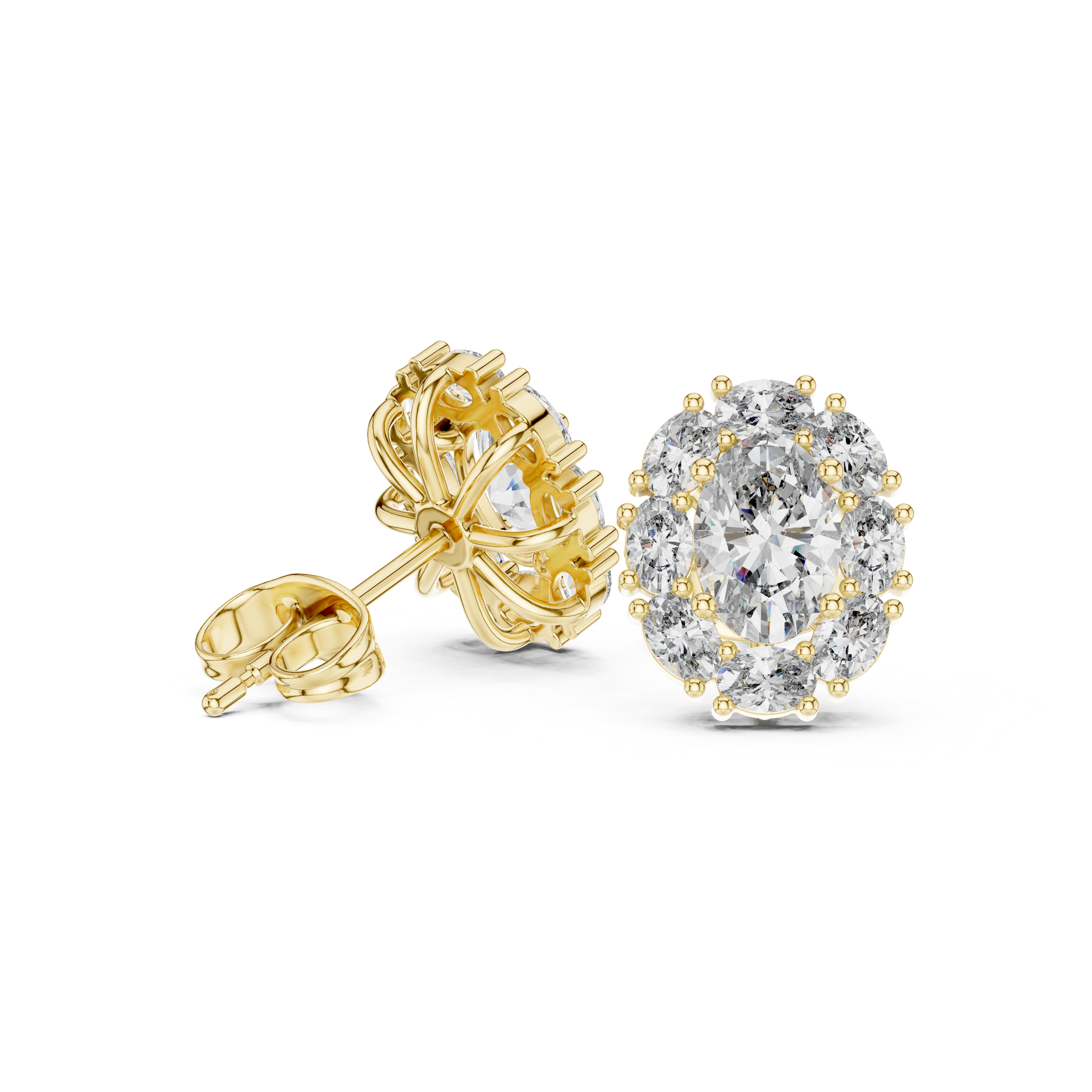 1.69 CT Oval Diamond Halo Stud Earrings