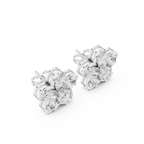 1.59 CT Oval Diamond Floral Stud Earrings
