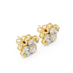 1.59 CT Oval Diamond Floral Stud Earrings